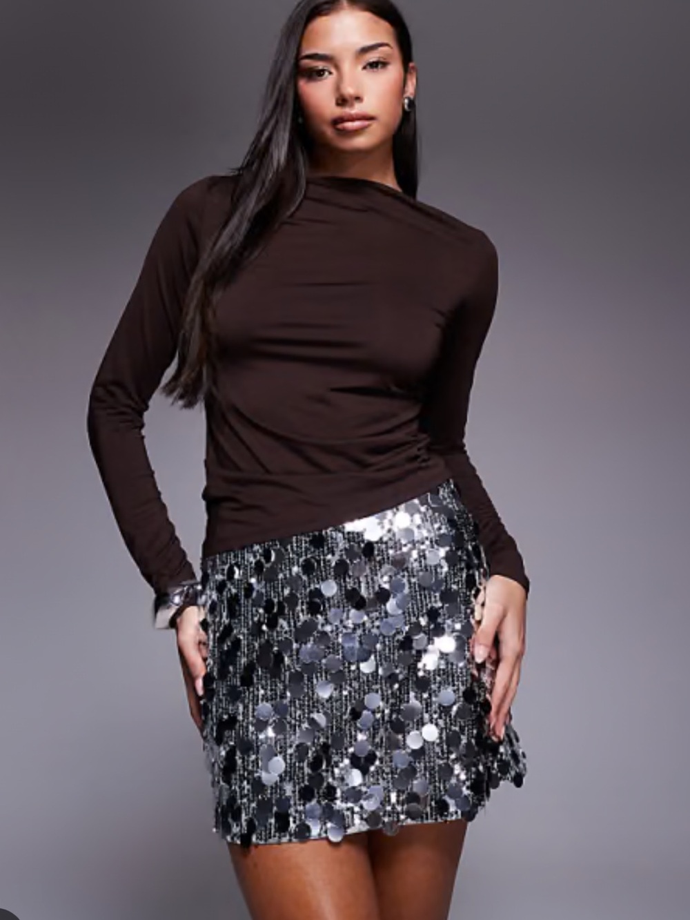 ABERCROMBIE AND FITCH - Silver Sequin Mini Skort (NEW)